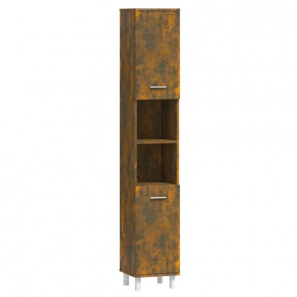 Armoire de bain Chêne fumé 30x30x179 cm Bois d'ingénierie