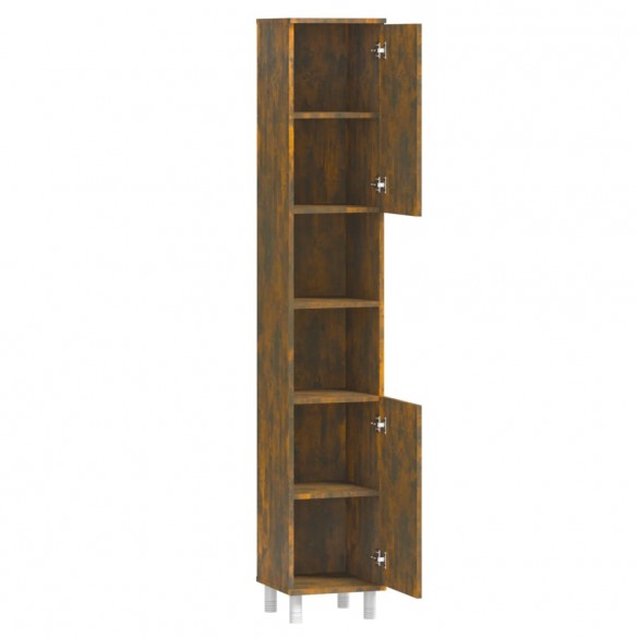 Armoire de bain Chêne fumé 30x30x179 cm Bois d'ingénierie