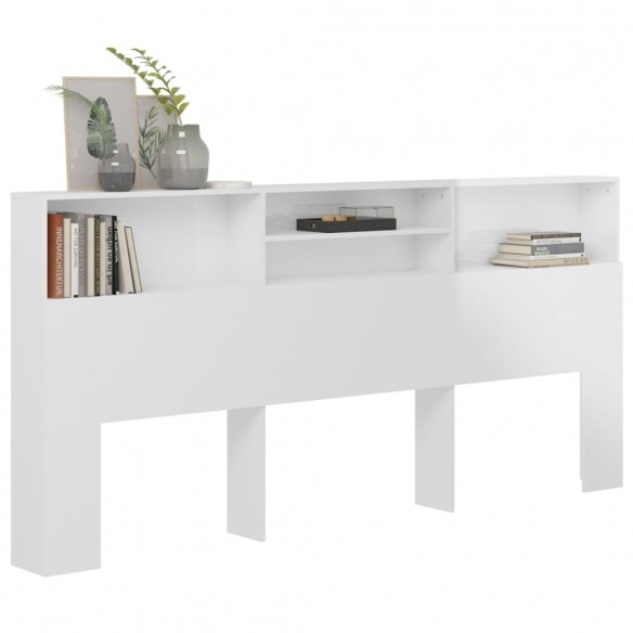 Armoire de tête de lit Blanc brillant 220x19x103,5 cm