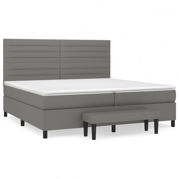 Cadre de lit avec matelas Gris foncé 200x200cm Tissu