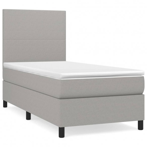 Cadre de lit avec matelas Gris clair 100x200cm Tissu