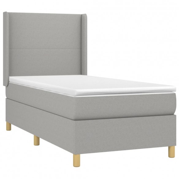 Cadre de lit avec matelas Gris clair 100x200cm Tissu