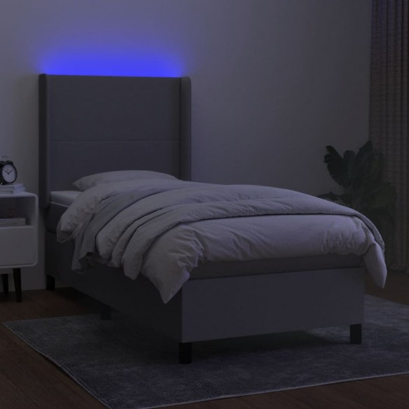 Cadre de lit matelas LED Gris clair 100x200 cm Tissu