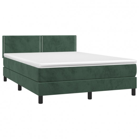 Cadre de lit et matelas Vert foncé 140x200cm Velours