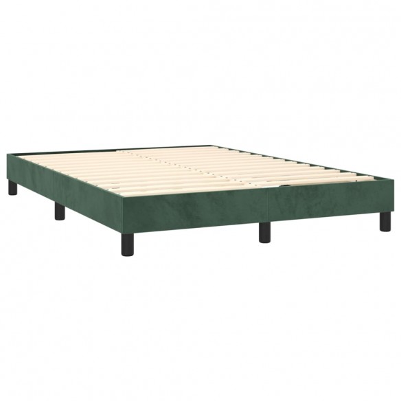 Cadre de lit et matelas Vert foncé 140x200cm Velours