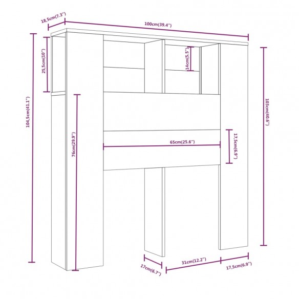 Armoire de tête de lit Chêne sonoma 100x18,5x104,5 cm