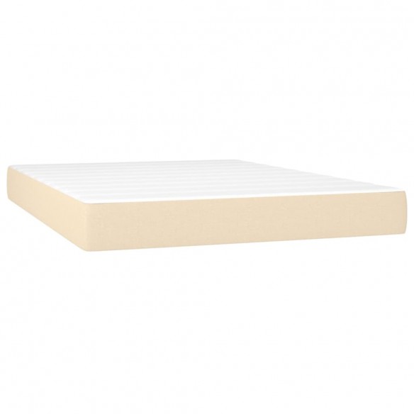 Cadre de lit matelas et LED Crème 140x190 cm Tissu