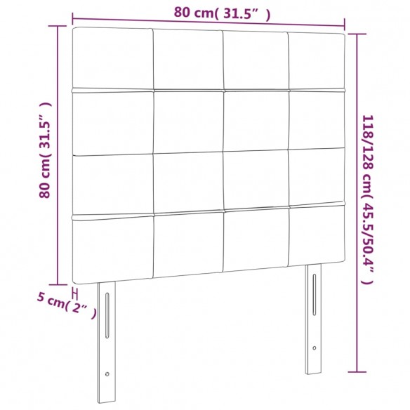 Têtes de lit 2 pcs Gris foncé 80x5x78/88 cm Velours