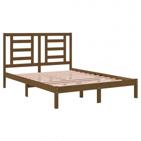 Cadre de lit Marron miel Bois de pin massif 135x190 cm Double