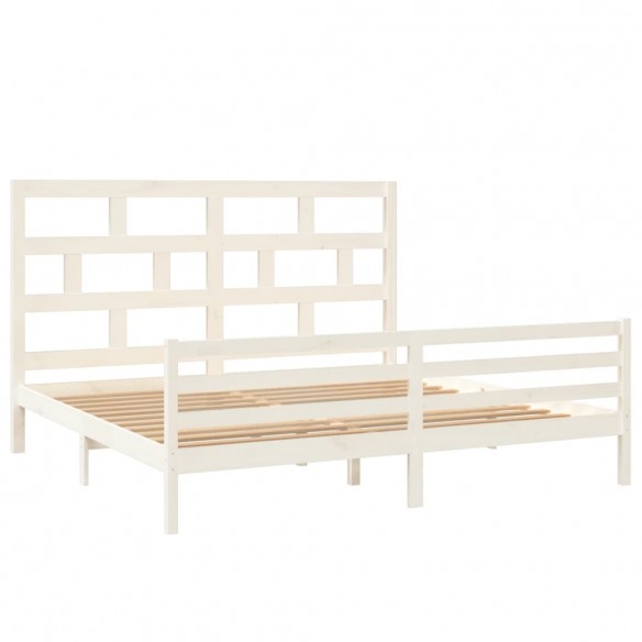 Cadre de lit Blanc Bois de pin massif 200x200 cm