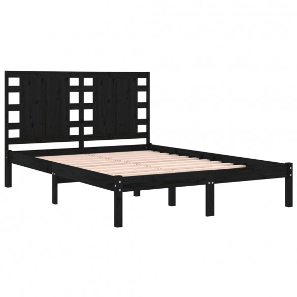 Cadre de lit Noir Bois massif 120x190 cm Petit Double