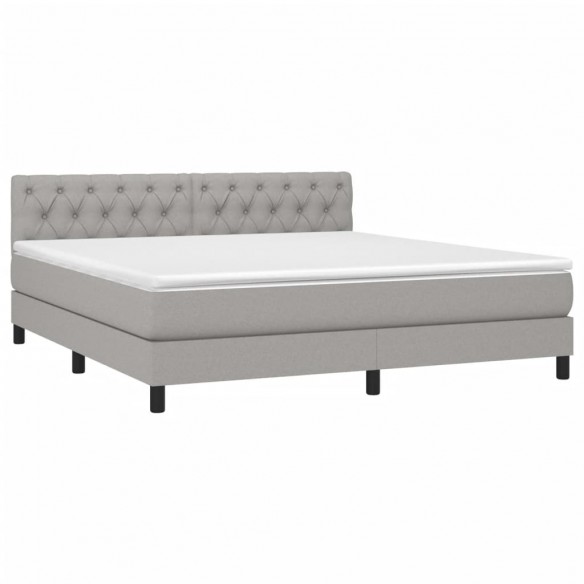 Cadre de lit matelas LED Gris clair 160x200 cm Tissu