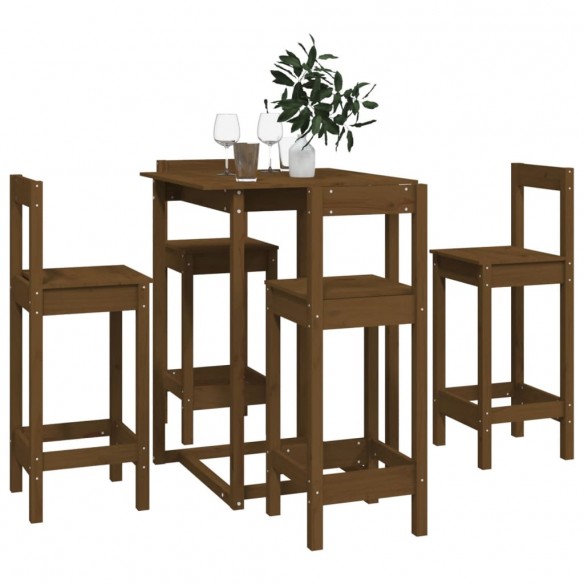 Ensemble de bar 5 pcs Marron miel Bois de pin massif