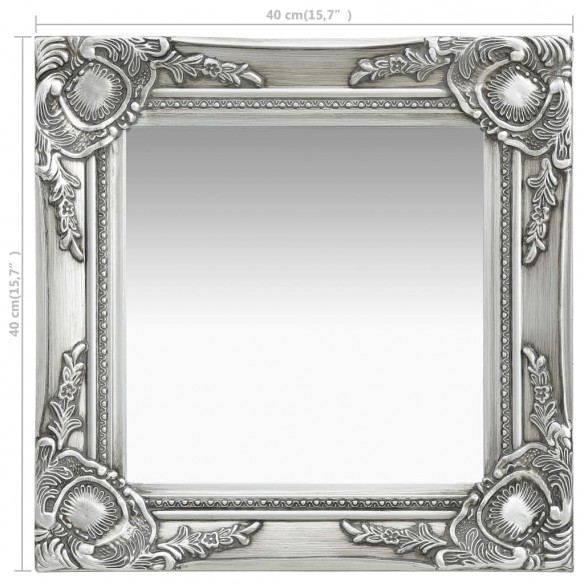 Miroir mural style baroque 40x40 cm Argenté