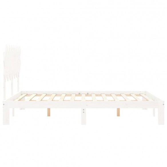 Cadre de lit avec tête de lit blanc 140x190 cm bois massif