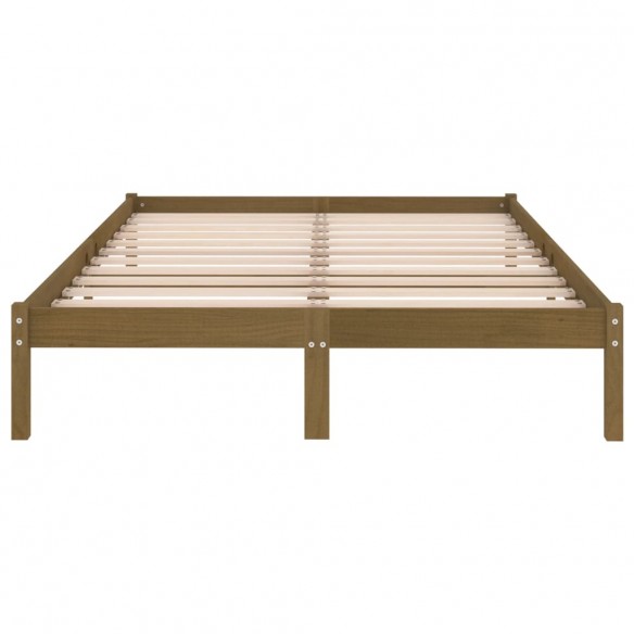 Cadre de lit Marron miel Bois massif 135x190 cm Double