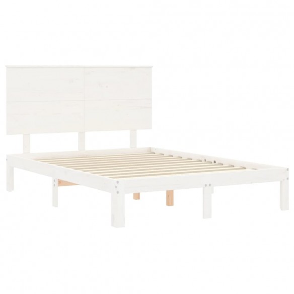 Cadre de lit avec tête de lit blanc 140x190 cm bois massif