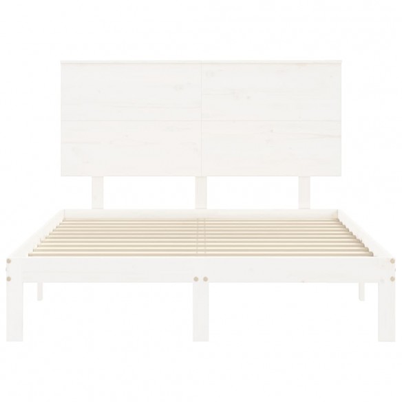 Cadre de lit avec tête de lit blanc 140x190 cm bois massif