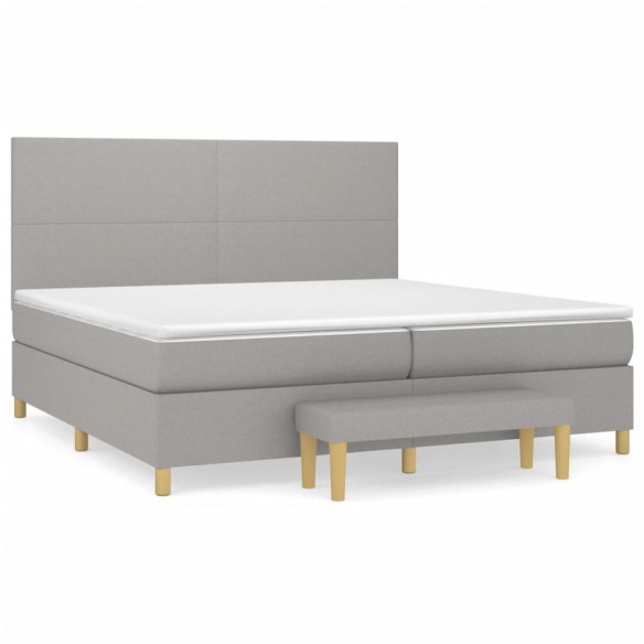 Cadre de lit avec matelas Gris clair 200x200cm Tissu