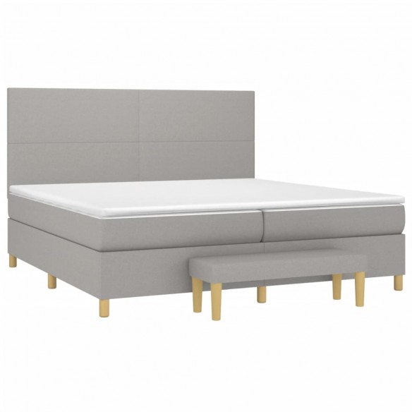 Cadre de lit avec matelas Gris clair 200x200cm Tissu