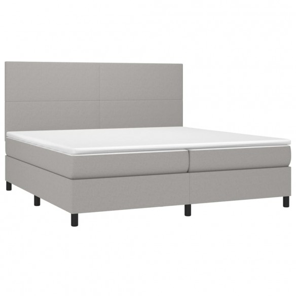 Cadre de lit avec matelas Gris clair 200x200cm Tissu