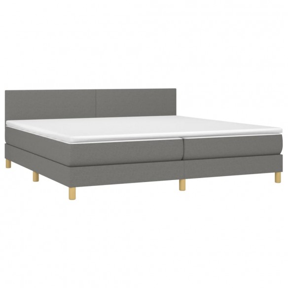 Cadre de lit et matelas et LED Gris foncé 200x200 cm