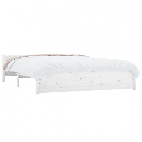 Cadre de lit Blanc Bois massif 140x190 cm