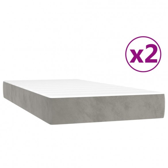 Cadre de lit et matelas Gris clair 200x200cm Velours