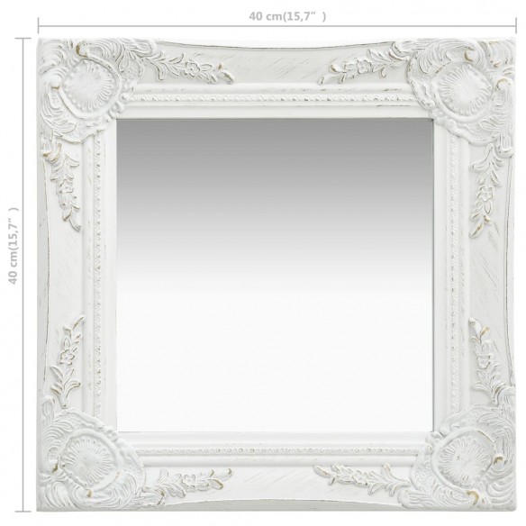 Miroir mural style baroque 40x40 cm Blanc