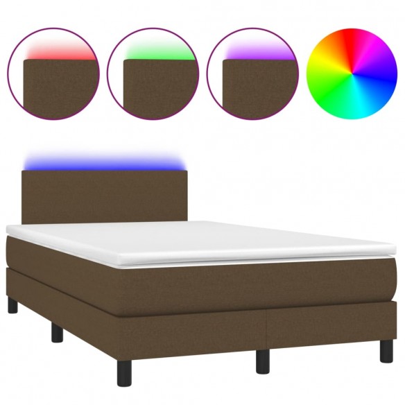 Cadre de lit matelas et LED Marron foncé 120x200 cm