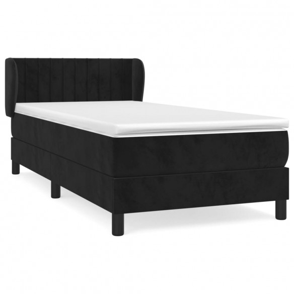 Cadre de lit et matelas Noir 80x200 cm Velours