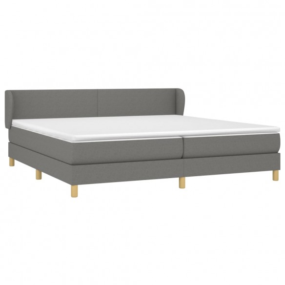 Cadre de lit avec matelas Gris foncé 200x200cm Tissu