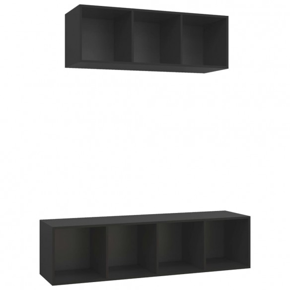 Ensemble de meuble TV 2 pcs Noir Aggloméré