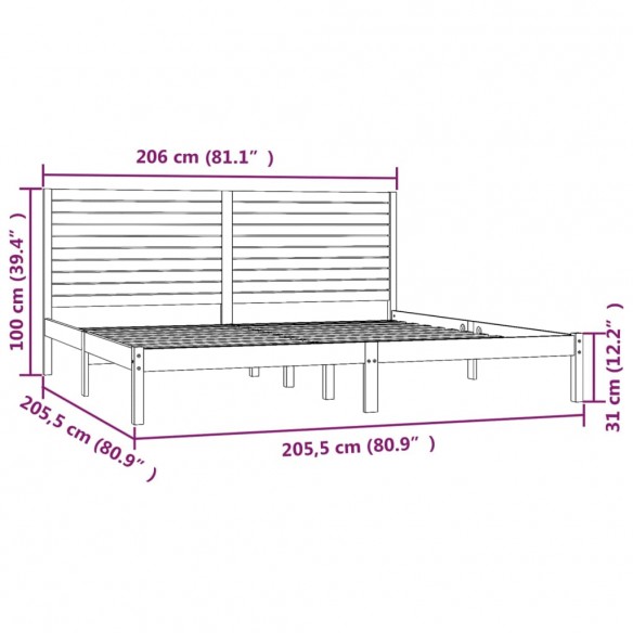 Cadre de lit Bois massif 200x200 cm