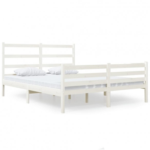 Cadre de lit Blanc Bois de pin massif 120x190 cm Petit Double