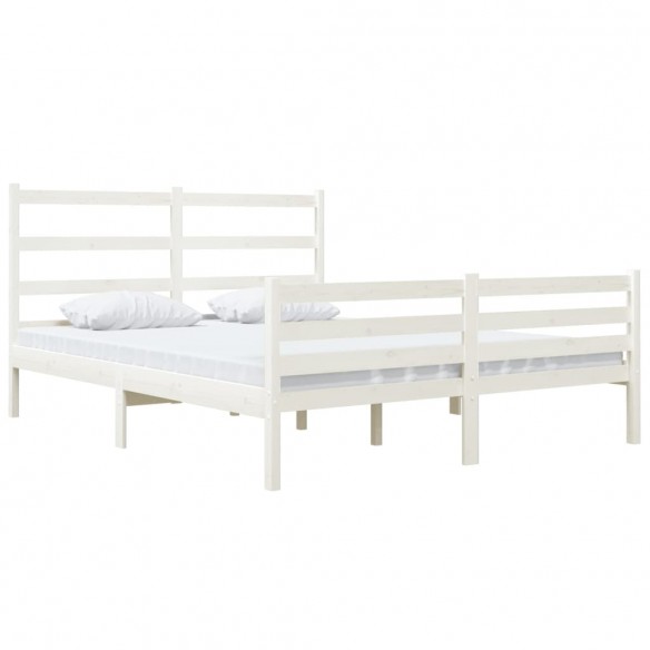 Cadre de lit Blanc Bois de pin massif 120x190 cm Petit Double