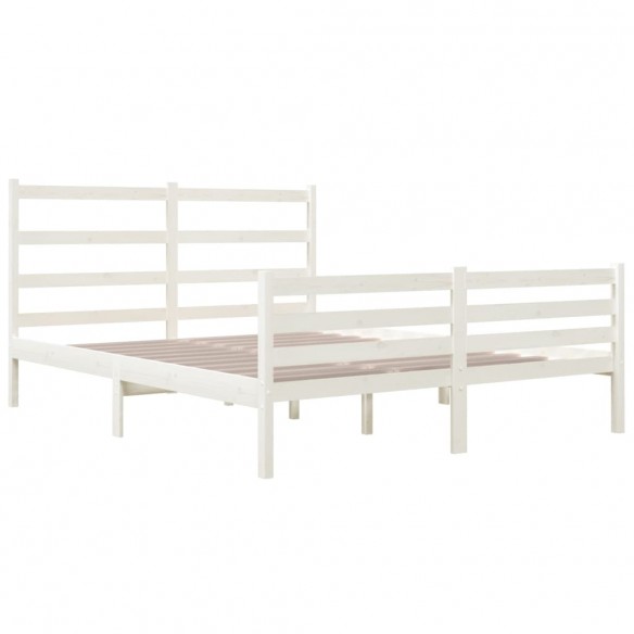 Cadre de lit Blanc Bois de pin massif 120x190 cm Petit Double