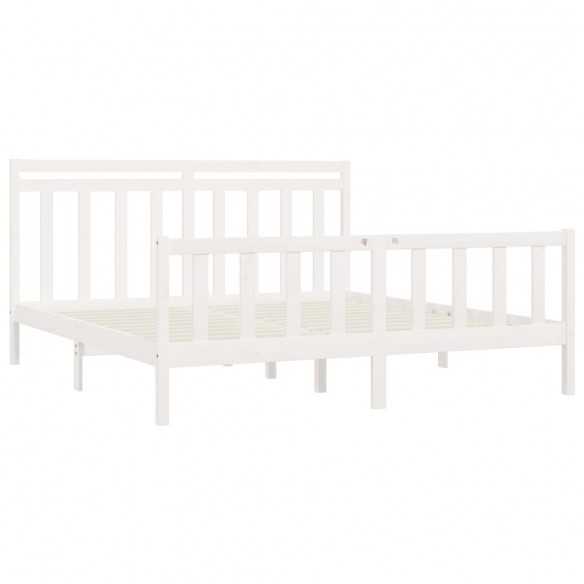 Cadre de lit Blanc Bois de pin massif 200x200 cm