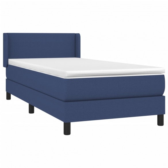 Cadre de lit avec matelas Bleu 100x200 cm Tissu