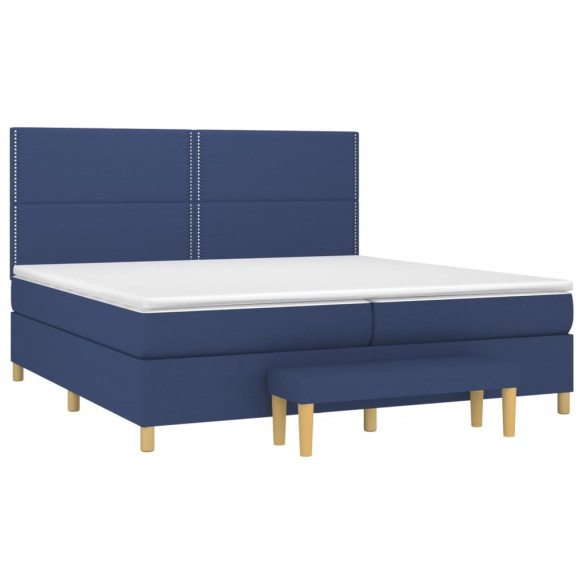 Cadre de lit avec matelas Bleu 200x200 cm Tissu