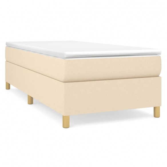 Cadre de lit avec matelas Crème 90x200 cm Tissu