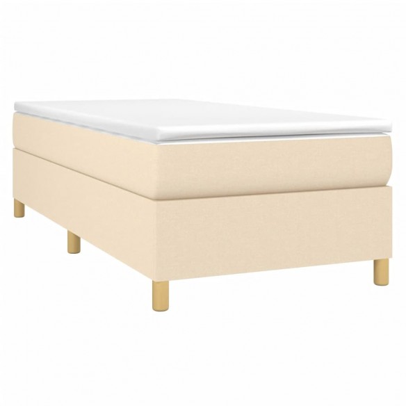 Cadre de lit avec matelas Crème 90x200 cm Tissu