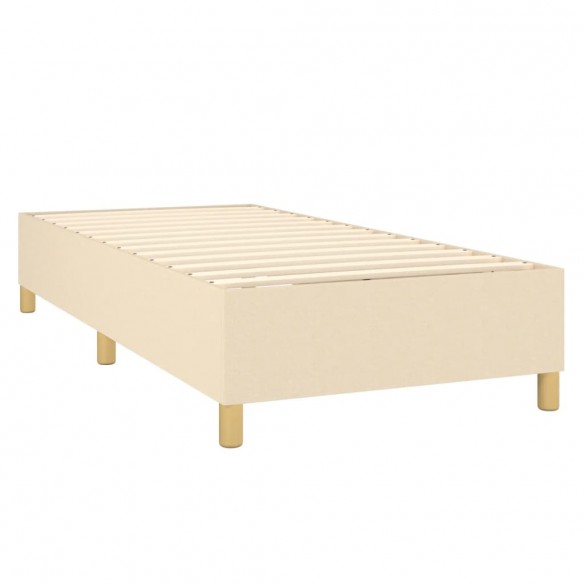 Cadre de lit avec matelas Crème 90x200 cm Tissu