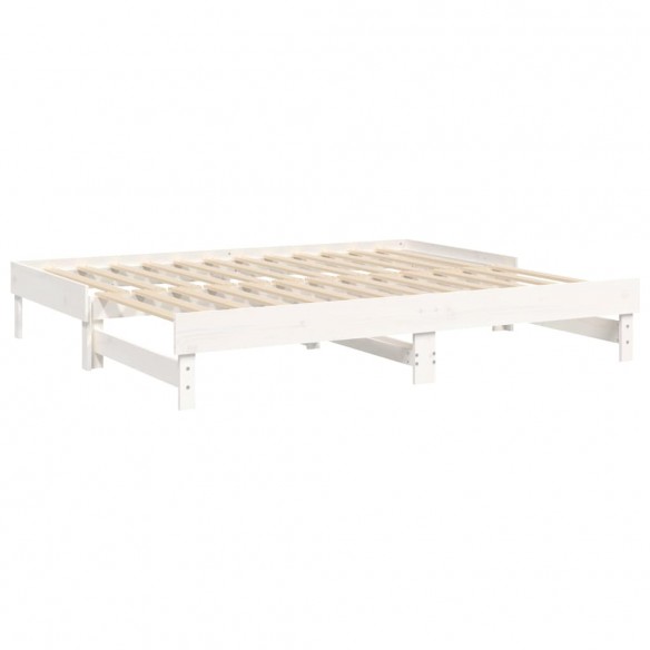 Lit coulissant Blanc 2x(100x200) cm Bois de pin massif