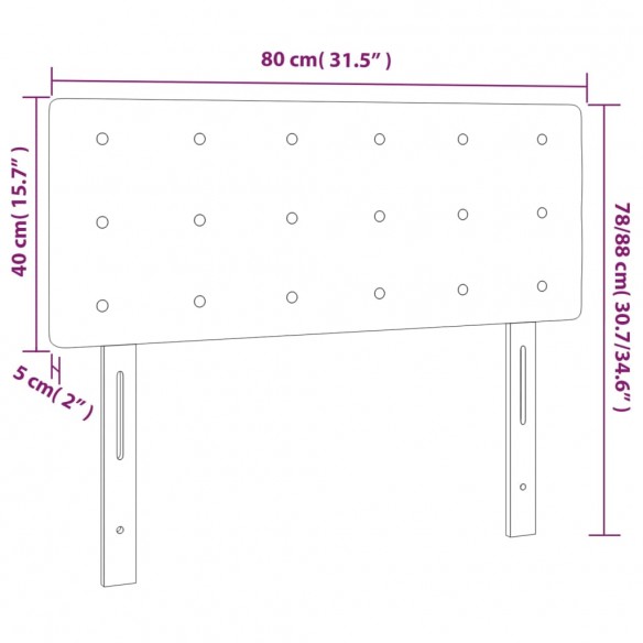 Tête de lit à LED Gris clair 80x5x78/88 cm Tissu