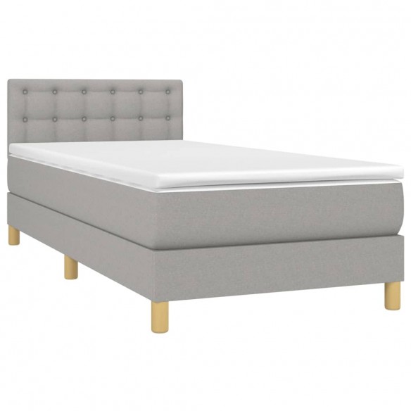 Cadre de lit avec matelas et LED Gris clair 80x200cm