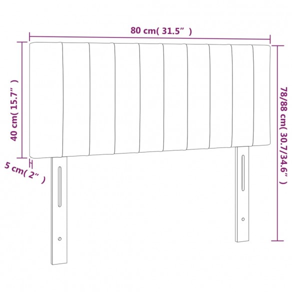 Tête de lit Gris clair 80x5x78/88 cm Velours