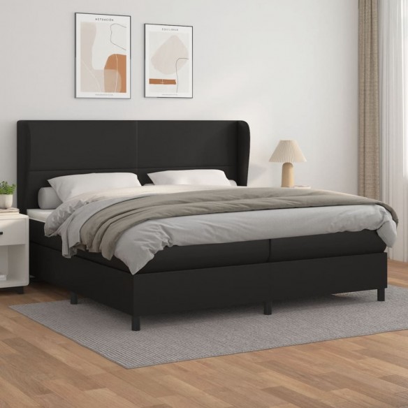 Cadre de lit avec matelas Noir 200x200 cm Similicuir