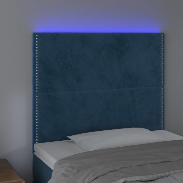 Tête de lit à LED Bleu foncé 100x5x118/128 cm Velours