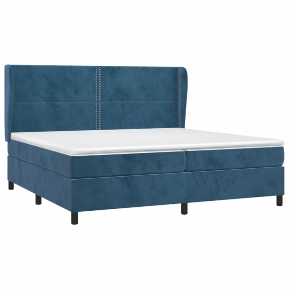 Cadre de lit et matelas Bleu foncé 200x200cm Velours